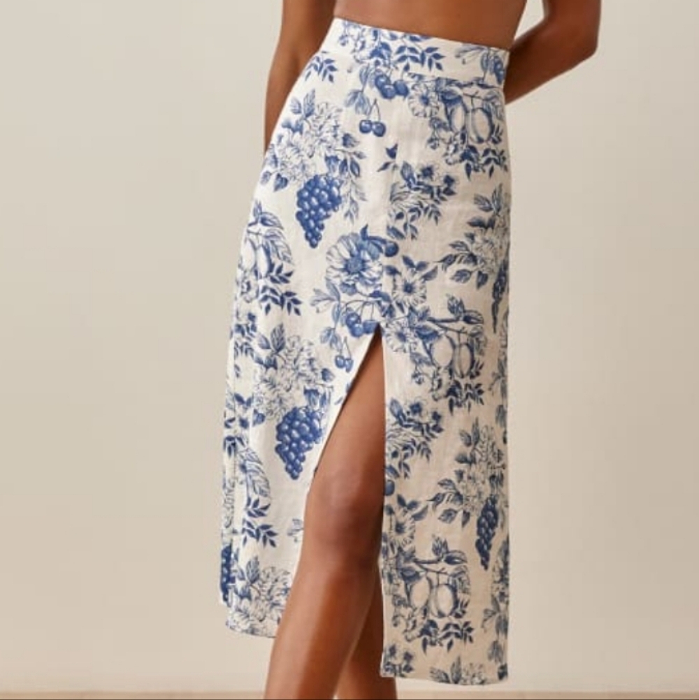 Reformation Linen Jonas Midi Skirt - Corsica